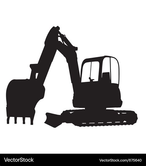 Mini excavator silhouette Royalty Free Vector Image 